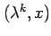 $ (\lambda^k,x)$